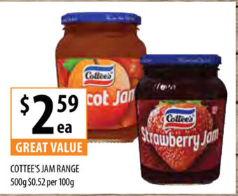 Supabarn Cottee's Jam Range 500g offer