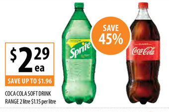 Supabarn Coca Cola Soft Drink Range 2 Litre offer