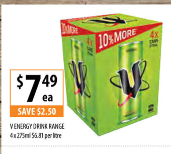 V Energy Drink Range 4x275ml
