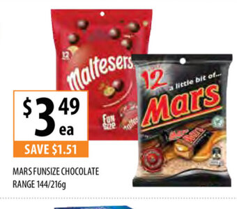 Supabarn Mars Funsize Chocolate Range 144/216g offer