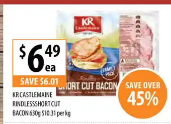 KR Castlemaine Rindless Short Cut Bacon 360g