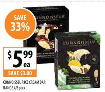Supabarn Connoisseur Ice Cream Bar Range 4/6 Pack offer