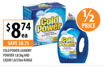 Supabarn Cold Power Laundry Powder 1.8/2kg and Liquid 1.8/2 Litre Range offer