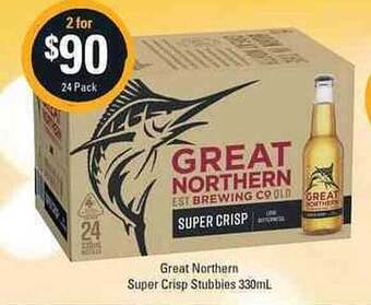 Cellarbrations Great Northern Super Crisp Stubbies 330ml offer