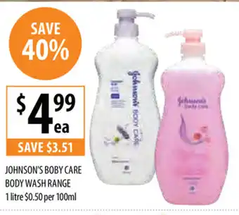 Supabarn Johnson's Boby Care Body Wash Range 1 litre offer