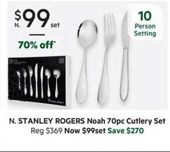 Harris Scarfe Stanley Rogers Noah 70pc Cutlery Set offer