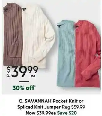 Harris Scarfe Savannah Pocket Knit Or Spliced Knit Jumper offer