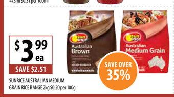 Supabarn Sunrice Australian Medium Grain Rice Range 2kg offer