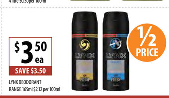 Supabarn Lynx Deodorant Range 165ml offer