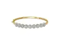Bevilles Jewellery 9ct Yellow Gold 1.25ct Diamond Flower Bangle offer