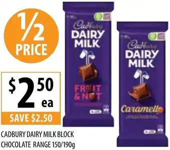 Friendly Grocer Cadbury Dairy Milk Block Chocolate Range 150/190g offer