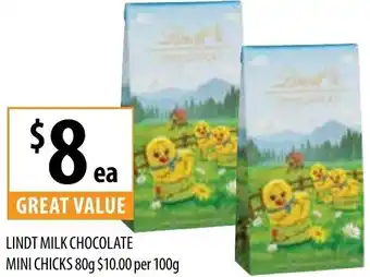 Friendly Grocer Lindt Milk Chocolate Mini Chicks 80g offer