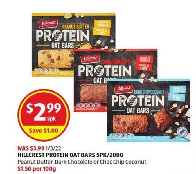 Hillcrest Protein Oat Bars 5pk 200g offer at ALDI