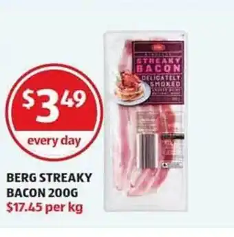 ALDI Berg Streaky Bacon 200 G offer