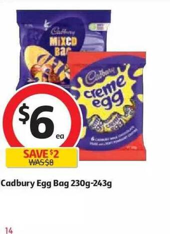 Coles Cadbury Egg Bag 230g-243g offer