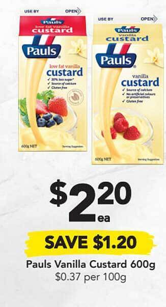 Drakes Pauls Vanilla Custard 600g offer