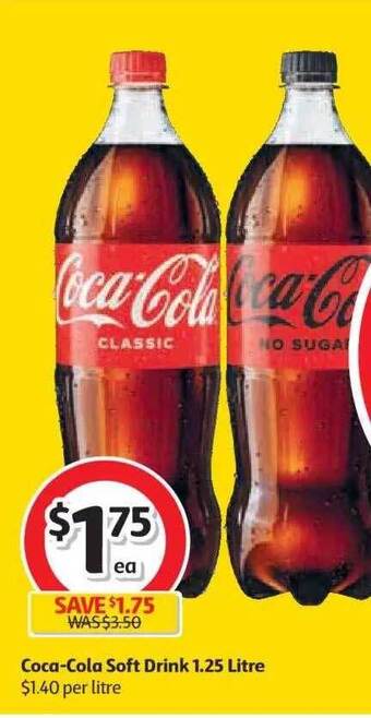 Coles Coca-Cola Soft Drink 1.25 Litre offer