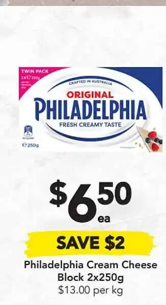 Drakes Philadephia Cream Cheese Block 2x250g offer