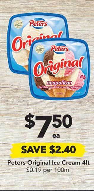 Drakes Peters Original Ice Cream 4Lt offer