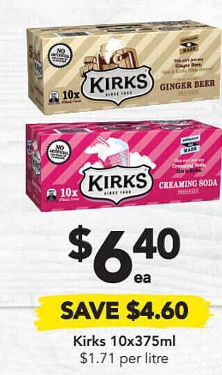 Drakes Kirks 10x375ml offer