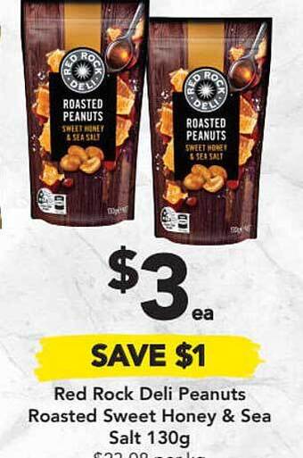 Drakes Red Rock Deli Peanuts Roasted Sweet Honey & Sea Salt 130g offer
