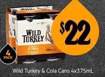 First Choice Liquor Wild Turkey & Cola Cans offer
