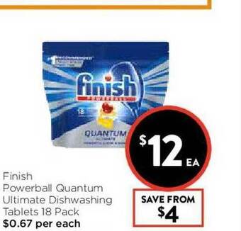 Foodworks Finish Powerball Quantum Ultimate Dishwashing Tablets 18 Pack offer