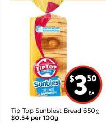 Foodworks Tip Top Sunblest Bread 650g offer