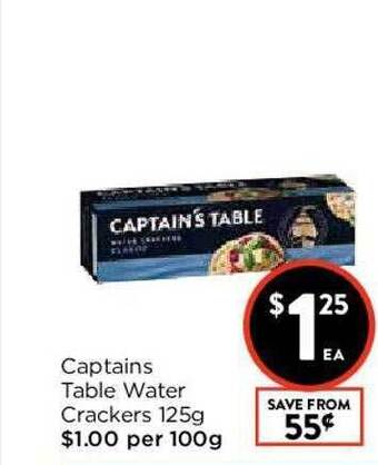 Foodworks Captains Table Water Crackers 125g offer