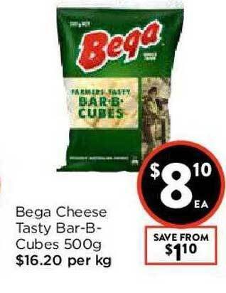 Foodworks Bega Cheese Tasty Bar-b-cubes 500g offer