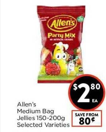 Foodworks Allen' S Medium Bag Jellies 150-200g offer