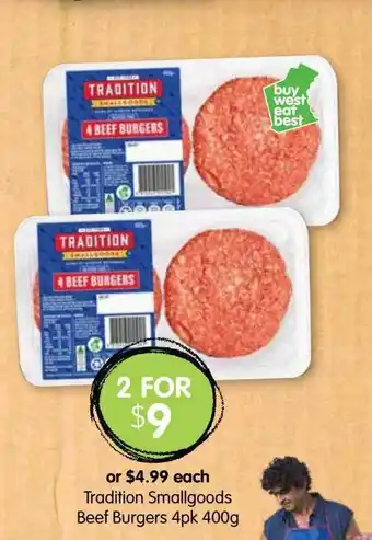 Tradition Smallgoods Beef Burgers 4pk