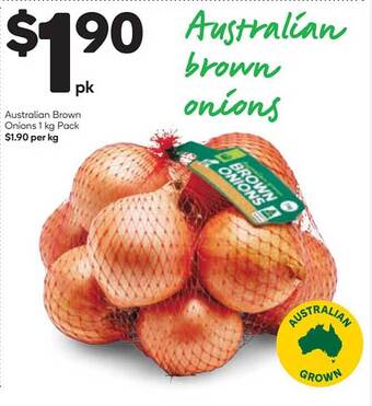 Woolworths Australian Brown Onions 1 Kg Pack offer