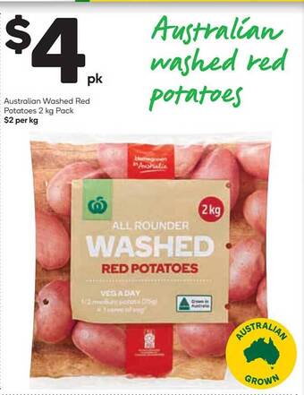 Woolworths Australian Washed Red Potatoes 2 Kg Pack offer
