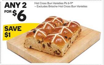 Woolworths Hot Cross Bun Varieties Pk 6-9 offer