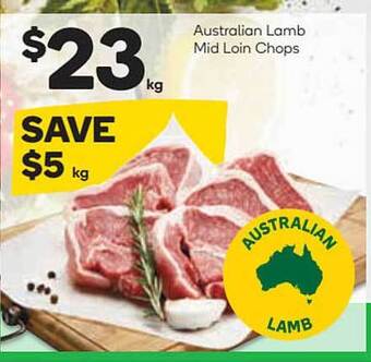 Woolworths Australian Lamb Mid Loin Chops offer