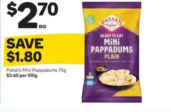 Woolworths Patak's Mini Pappadums 75g offer