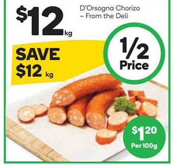 Woolworths D'Orsogna Chorizo offer
