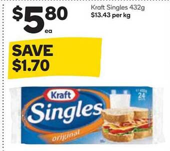 Woolworths Kraft Singles 432g offer