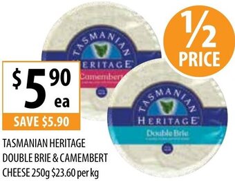 Supabarn Tasmanian Heritage Double Brie & Camembert Cheese 250g offer