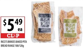 Supabarn Ricci's Bikkies Baked Pita Bread Range 100/120g offer