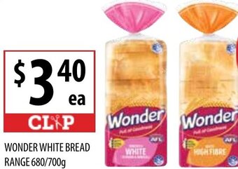Wonder White Bread Range 680/700g