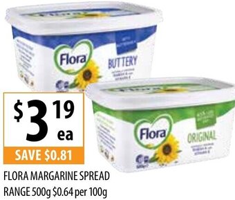Supabarn Flora Margarine Spread Range 500g offer