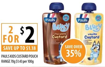Supabarn Pauls Kids Custard Pouch Range 70g offer