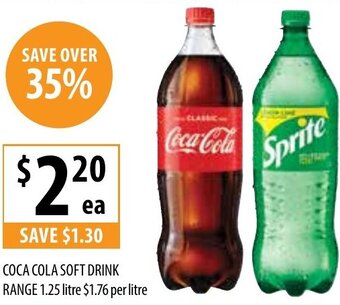 Supabarn Coca Cola Soft Drink Range 1.25 Litre offer