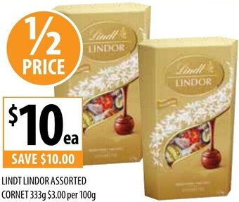 Supabarn Lindt Lindor Assorted Cornet 333g offer