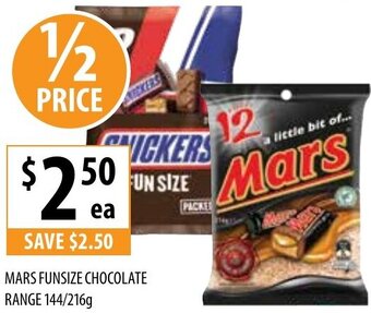 Supabarn Mars Funsize Chocolate Range 144/216g offer
