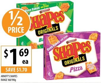 Supabarn Arnott's Shapes Range 160/190g offer