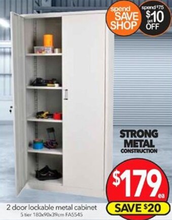 Cheap as Chips 2 Door Lockable Metal Cabinet FA5545 offer