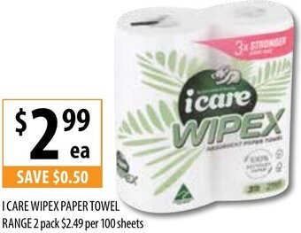 Supabarn I Care Wipex Paper Towel Range 2 Pack offer